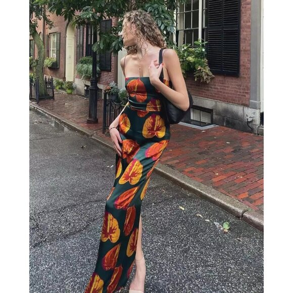 NWT Reformation Frankie Silk Maxi Dress Daiquiri Sz 2 - Picture 4 of 9